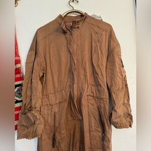 FREE PEOPLE FLY HIGH JUMPSUIT PERUVIAN WALNUT SIZE SMALL EUC LIKE NEW SMALL